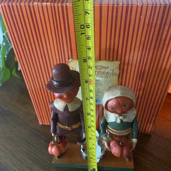 Pumpkinseeds Set of 2 Harvest Pumpkin Figurines Boy & Girl By Janell Berryman - Picture 8 of 11